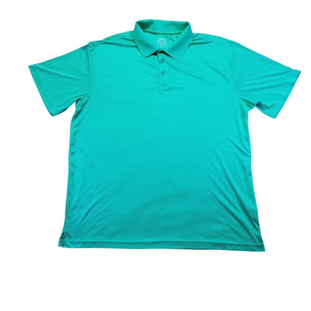 Slazenger Golf Polo Men 2XL Green Good Striped Short Sleeve Performance Shirt